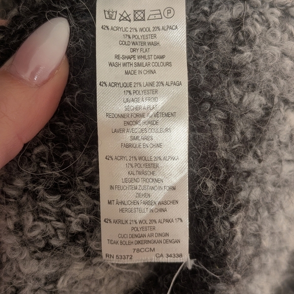 French Connection Black and Gray Boucle Cardigan Sweater - Picture 7 of 11